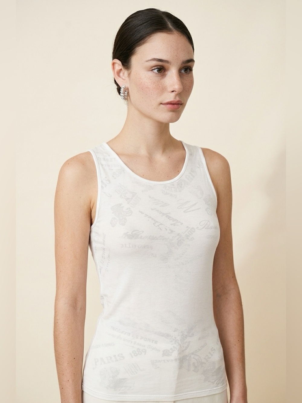 Women's White Modal Tank Top - Size Medium